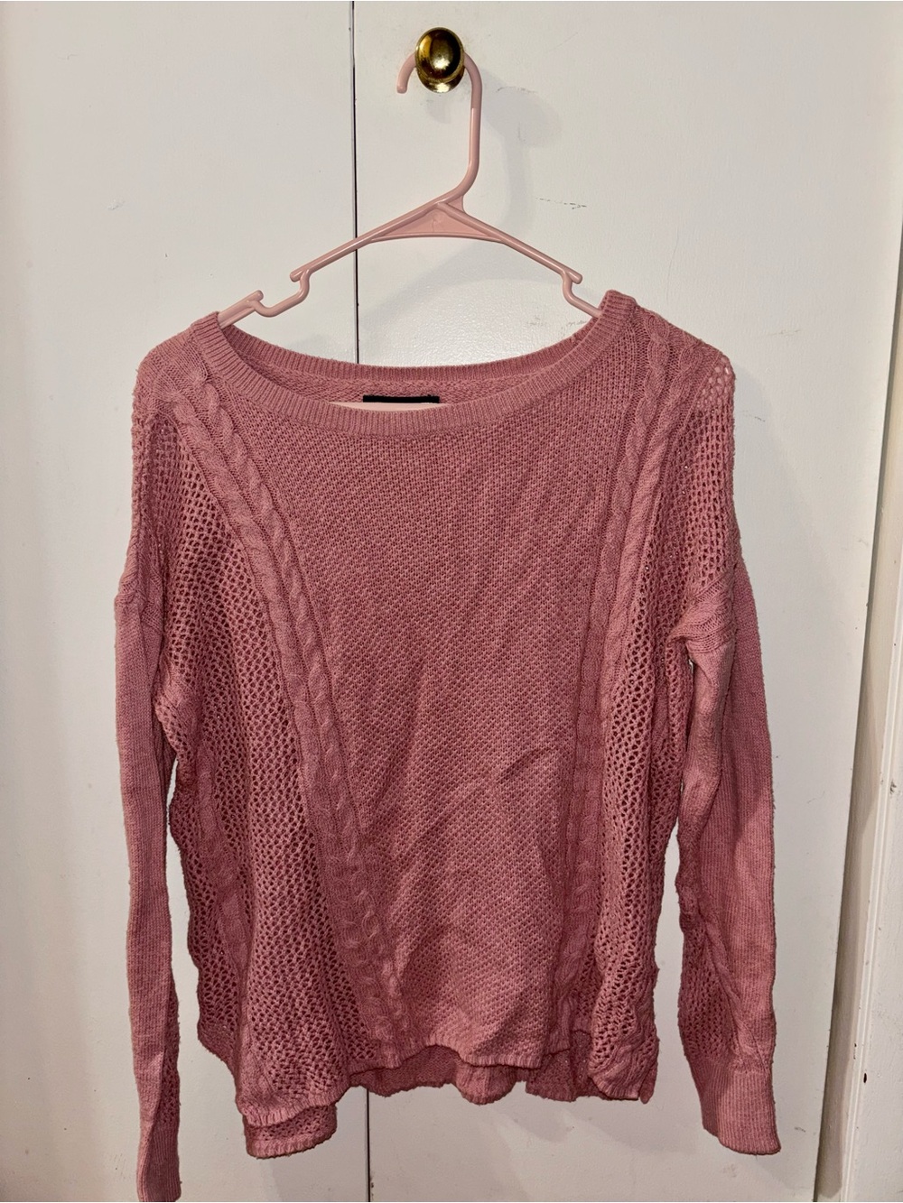 American Eagle Outfitters Mauve Open-Knit Cable Pullover
